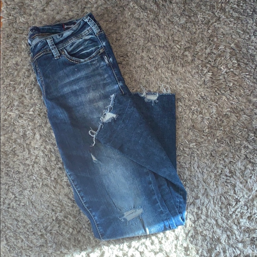 Silver destructed jeans